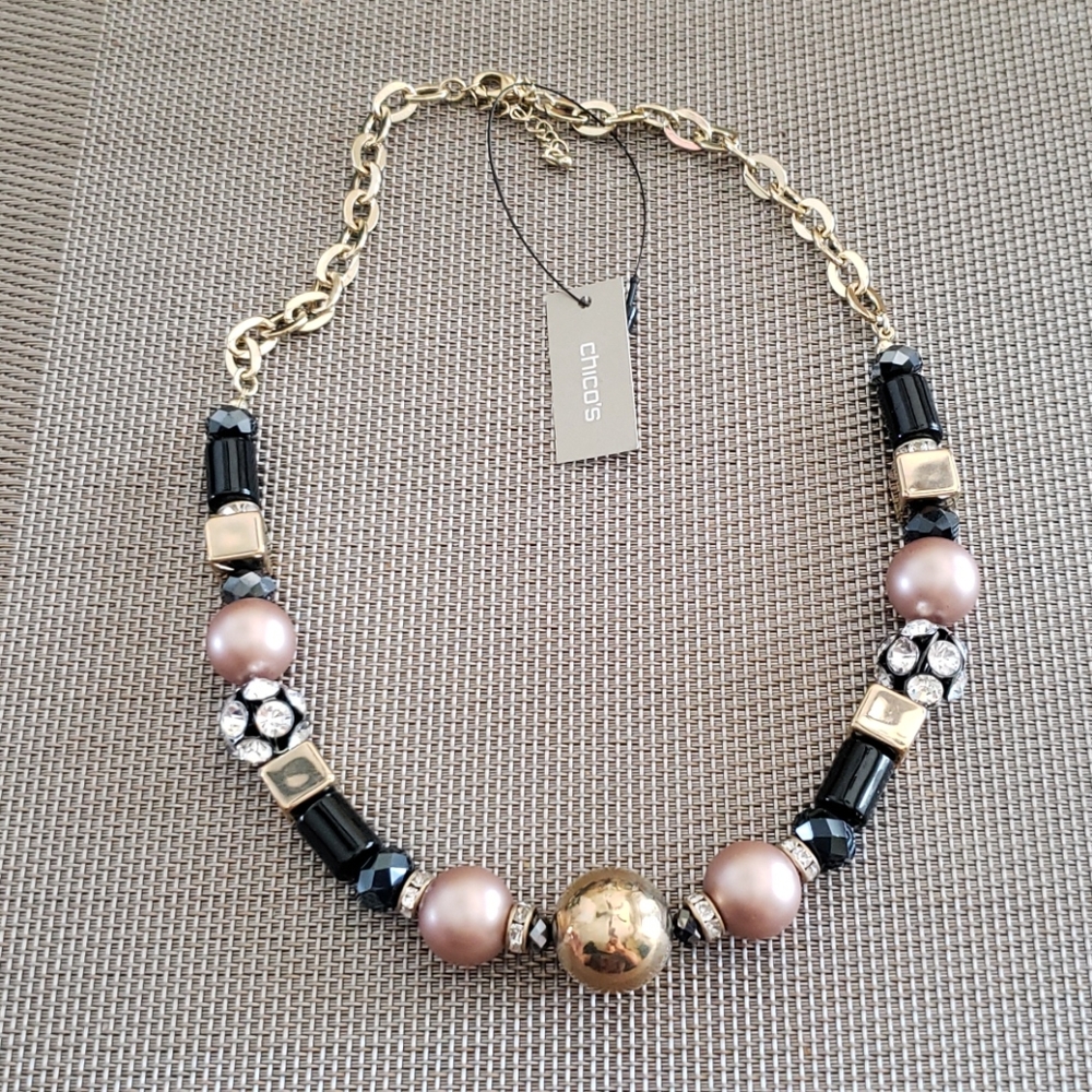 Chico's Beaded Rhinestone Andrea Necklace